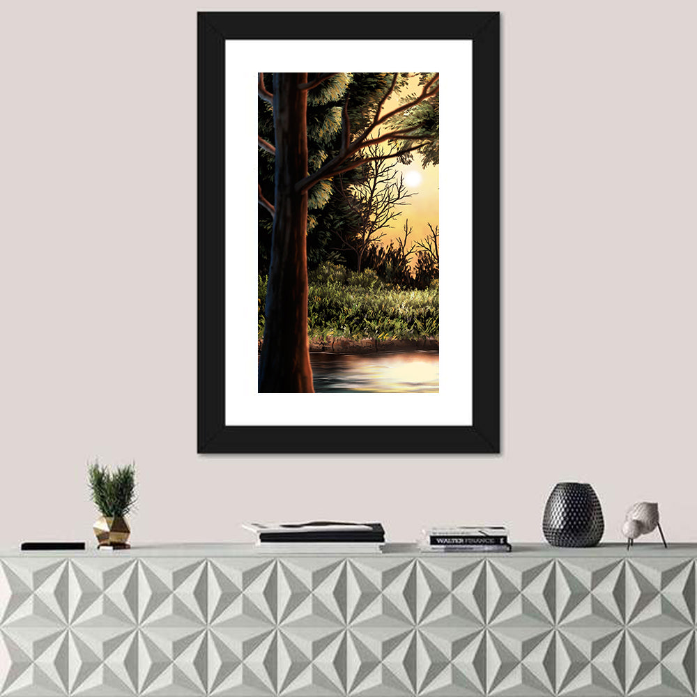 Golden Hour Lake in the Woods Wall Art