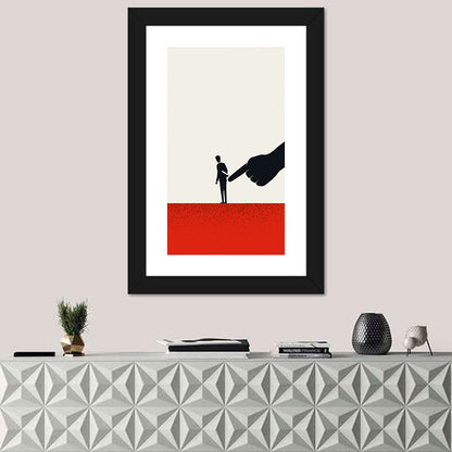 Giant Hand Pointing at Man Wall Art