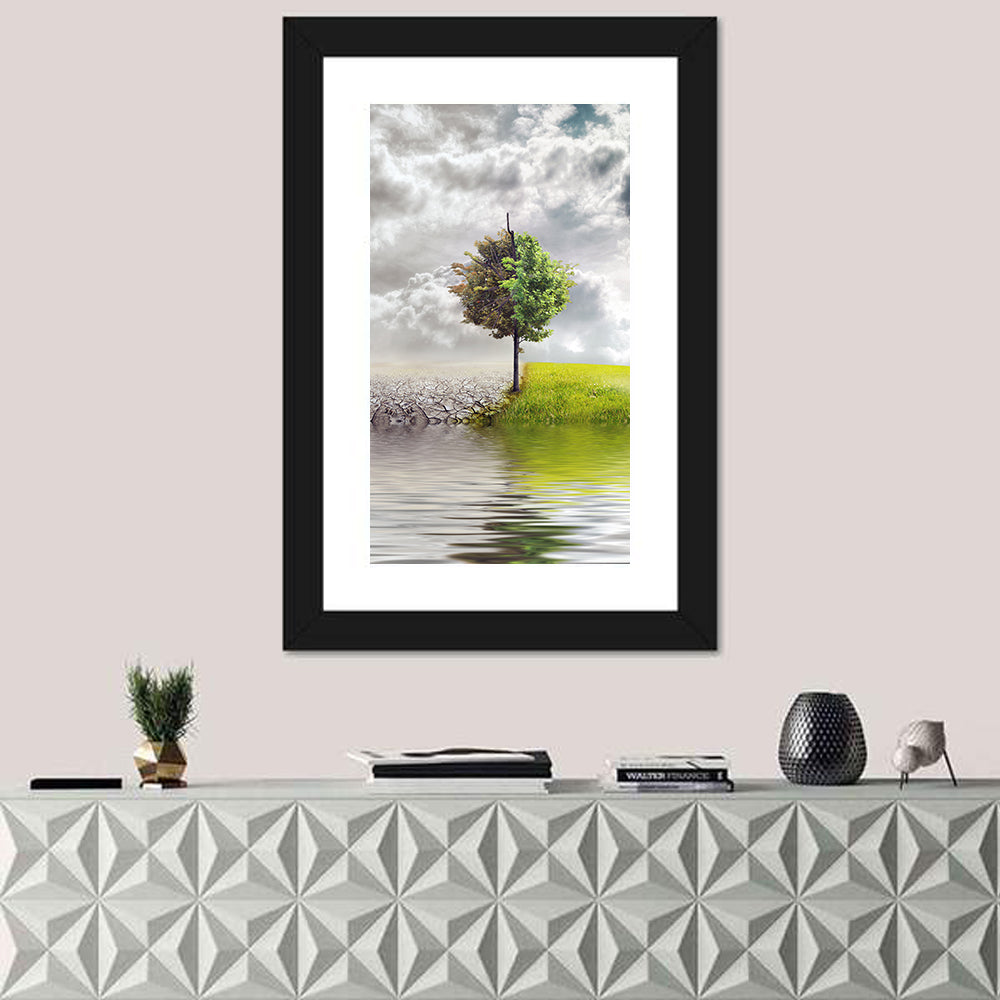 Tree Between Life and Decay Wall Art in a room, portrait