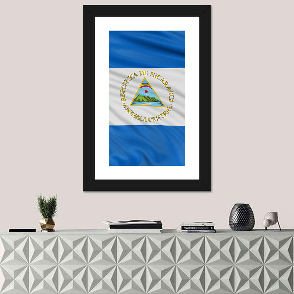 Nicaraguan Flag with Emblem Wall Art