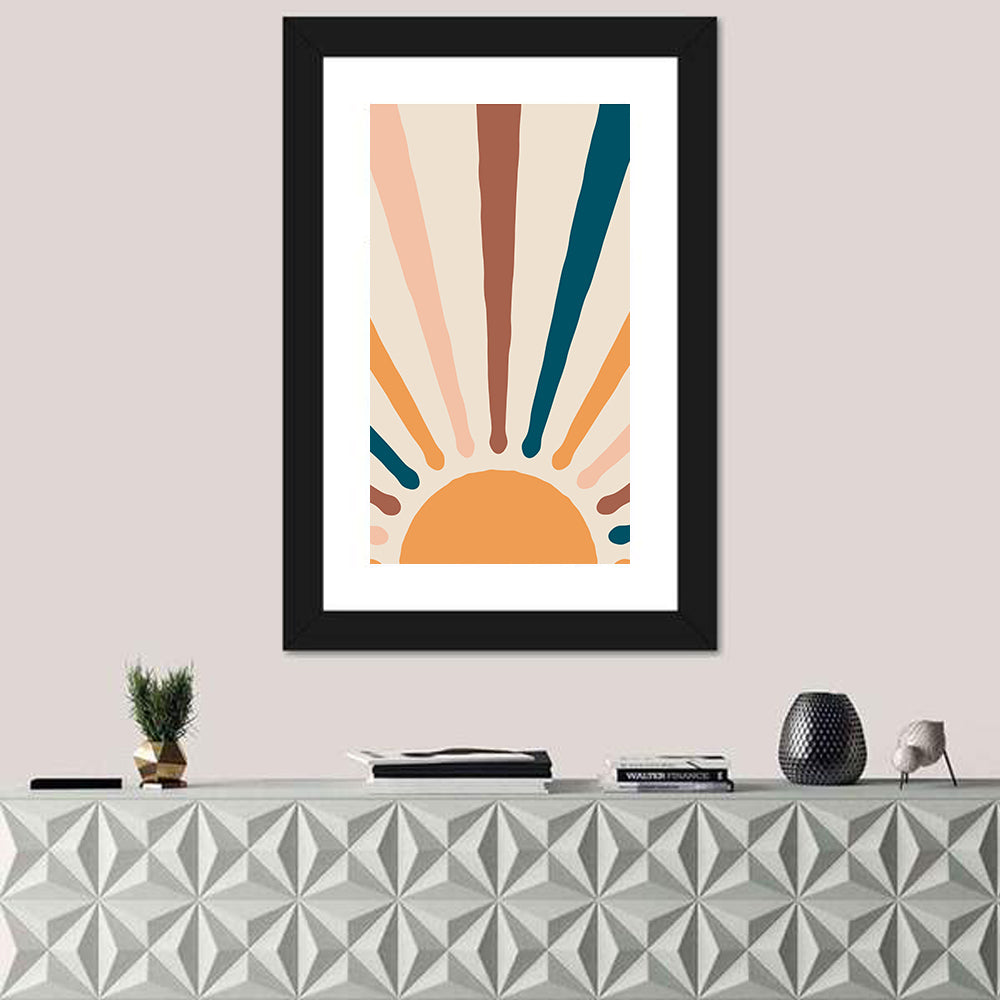 Boho Sun Rays Wall Art in a room, portrait