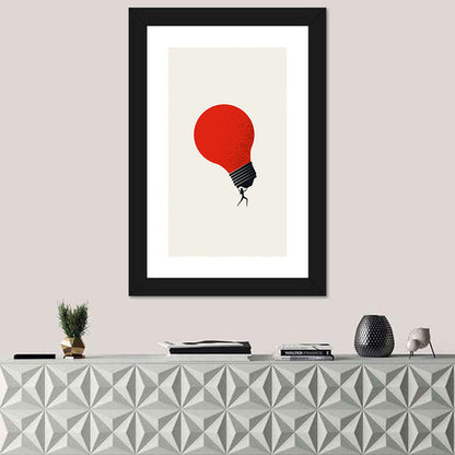 Person Holding Red Lightbulb Wall Art