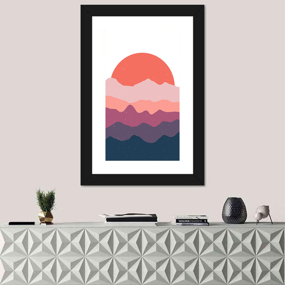 Minimalist Mountain Sunset Wall Art