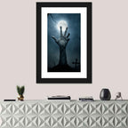 Rising Zombie Hand Under Moonlight Wall Art