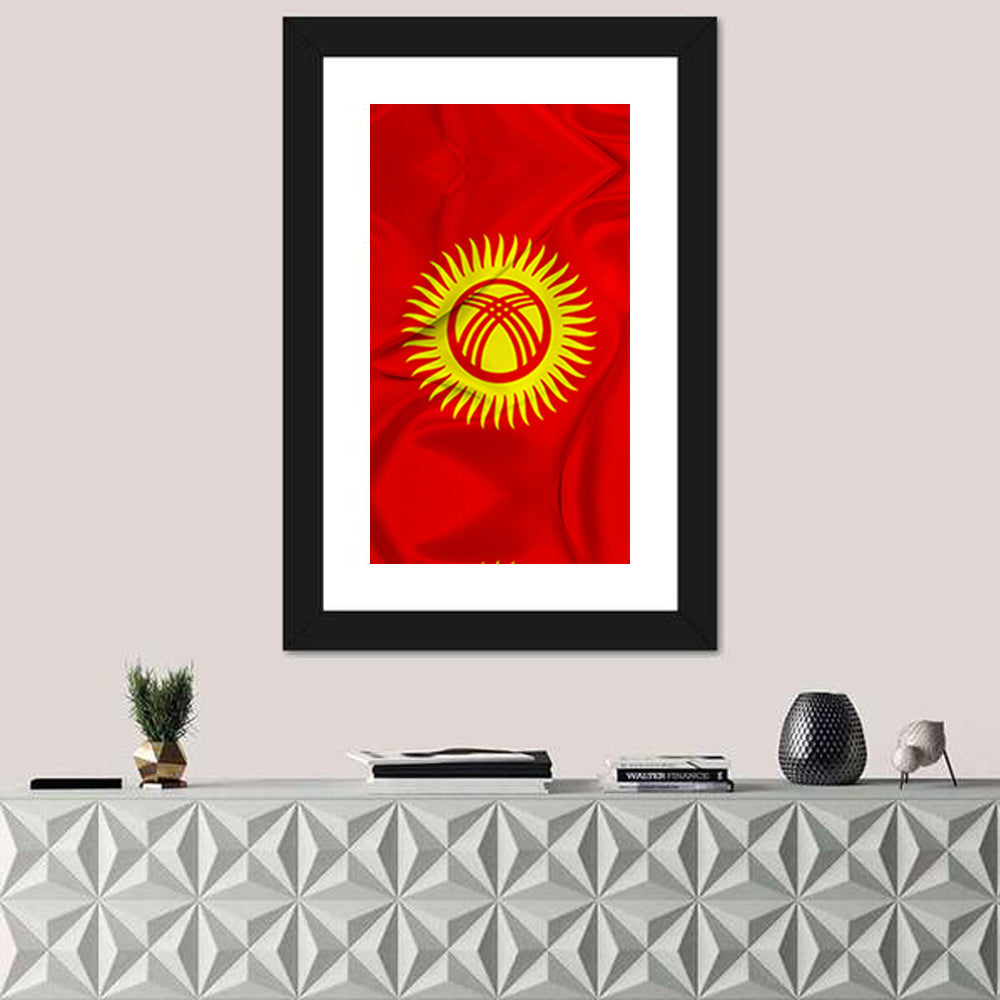 Kyrgyzstan Flag with Tunduk Emblem Canvas Wall Art