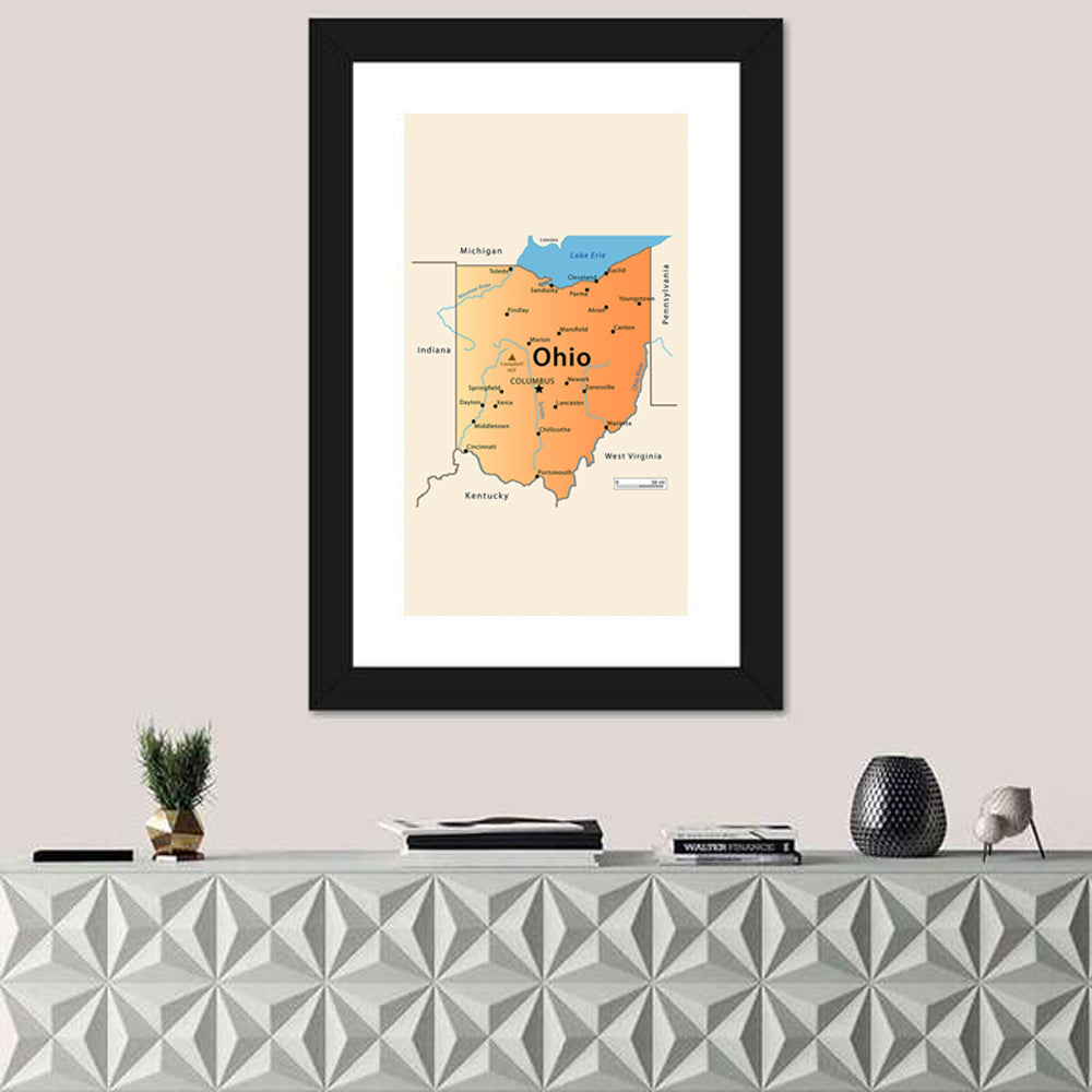 Ohio State Map Wall Art
