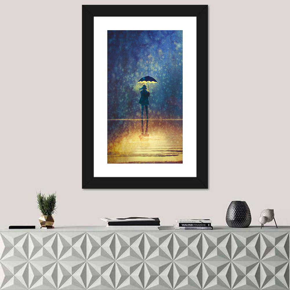 Woman Under Glowing Umbrella Wall Art