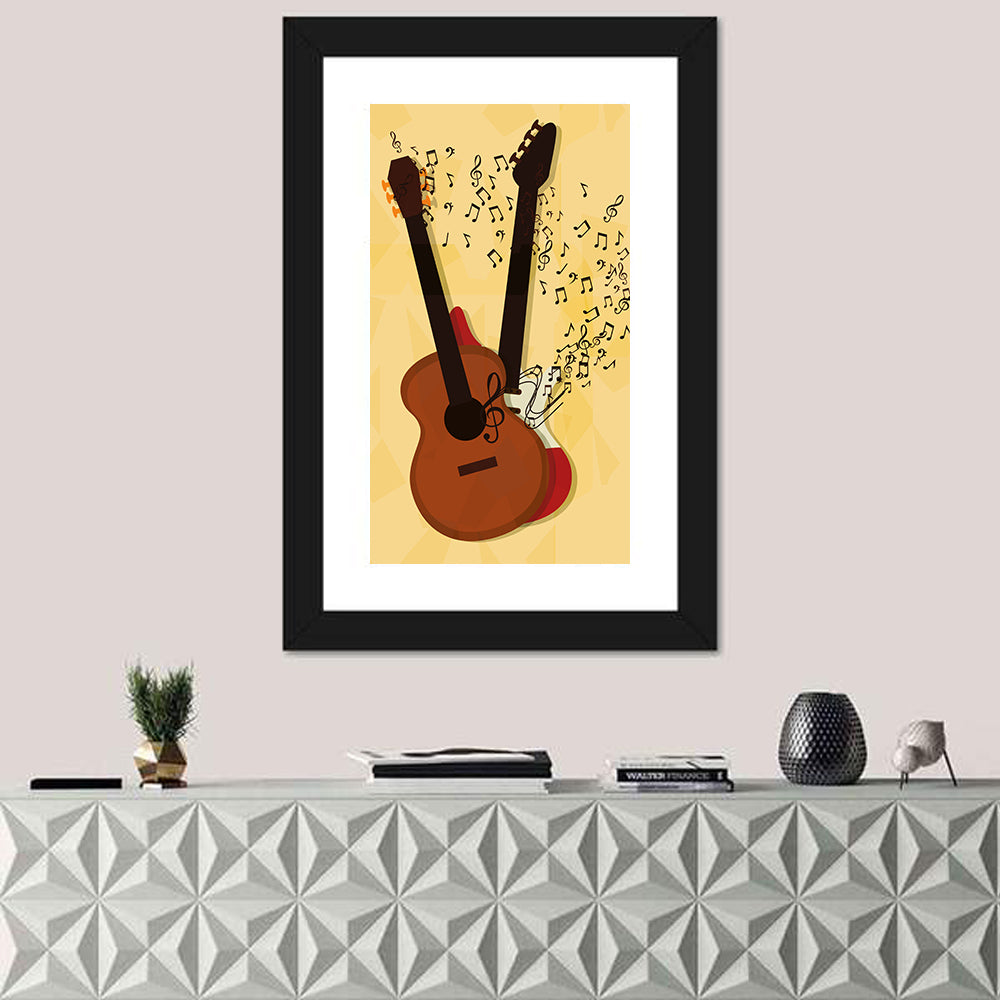 Twin Neck Guitar Illustration Wall Art