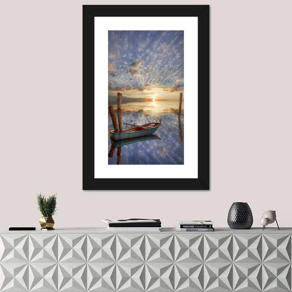 Weathered Rowboat at Sunset Wall Art