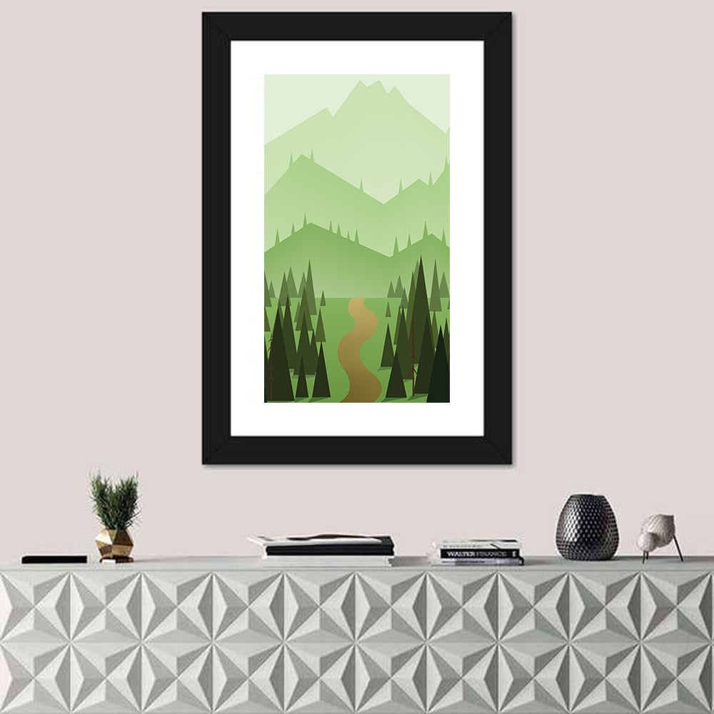 Green Hills Illustration Wall Art