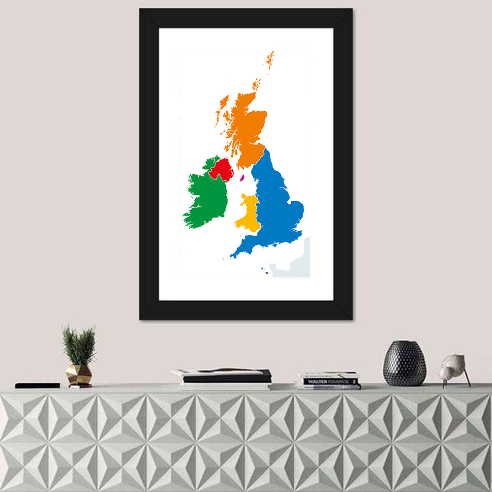 British Isles Multicolor Map Wall Art
