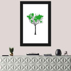 World Map Tree with Green Canopy Wall Art