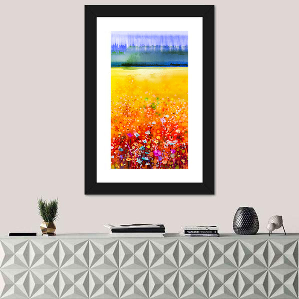 Cosmos Meadow Watercolor Wall Art