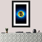 Golden Bitcoin Globe Wall Art