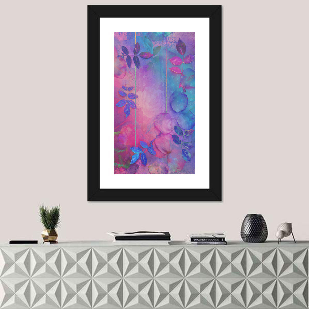 Dreamy Pink Rose Botanical Study Wall Art in a room, portrait