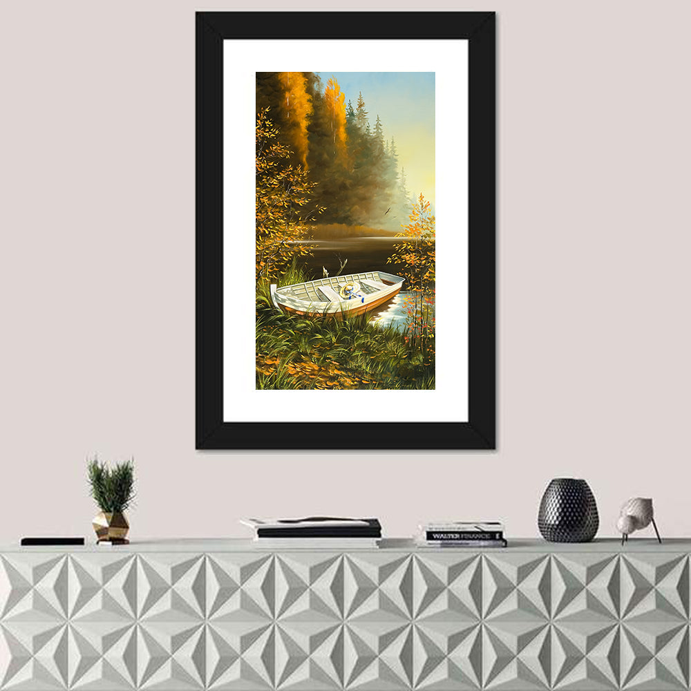 Wooden Boat with Straw Hat Wall Art