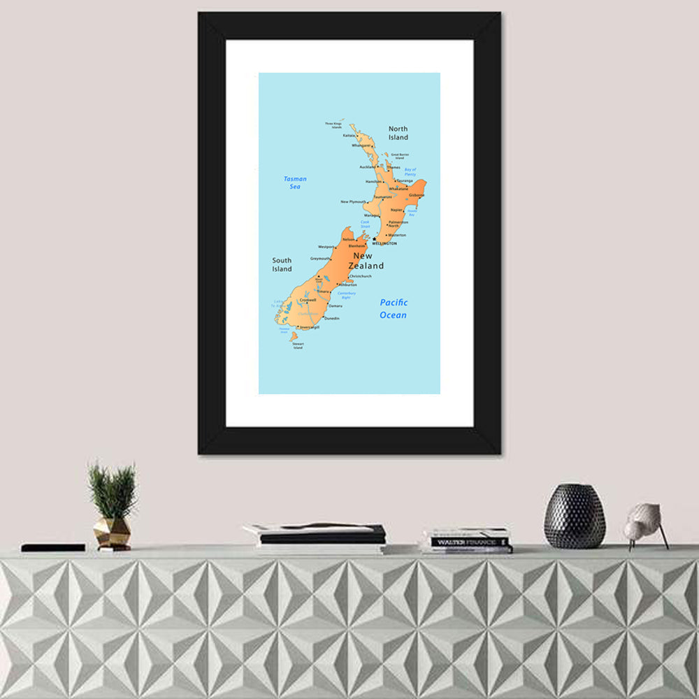 New Zealand Cartographic Map Wall Art