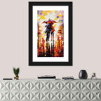 Couple Under Red Umbrella Wall Art