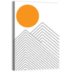 Geometric Mountain and Sun Wall Art