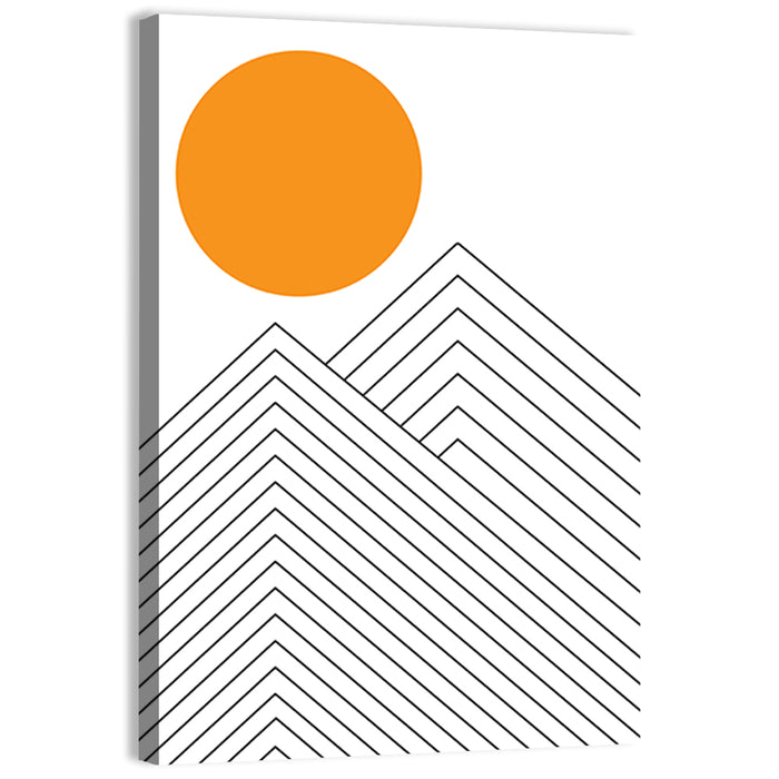 Geometric Mountain and Sun Wall Art as a canvas print