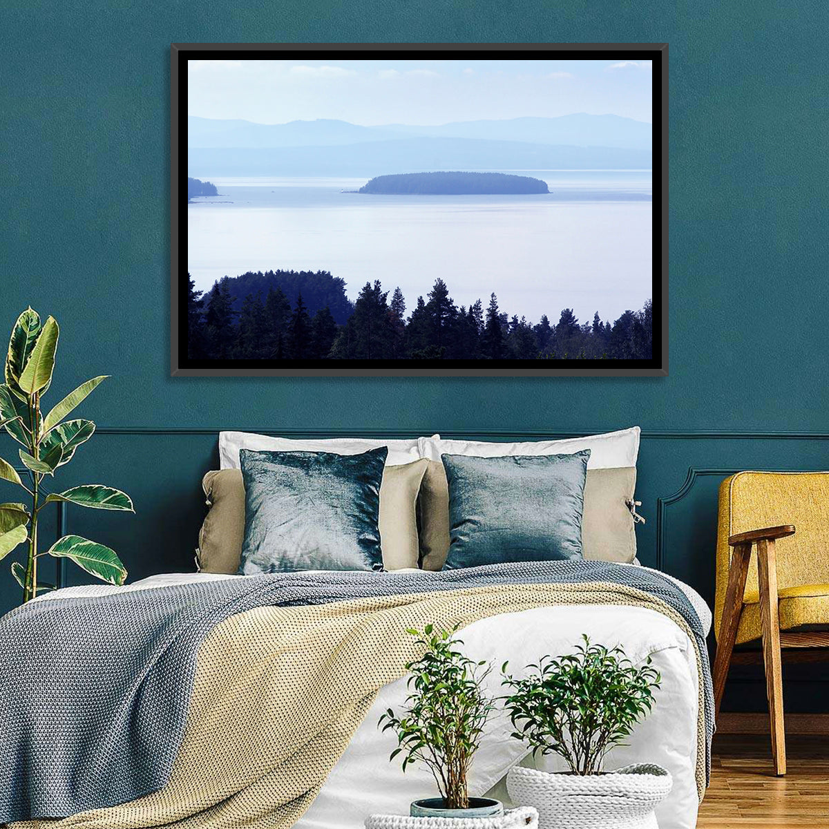 Dalarna Mist with Lighthouse Wall Art