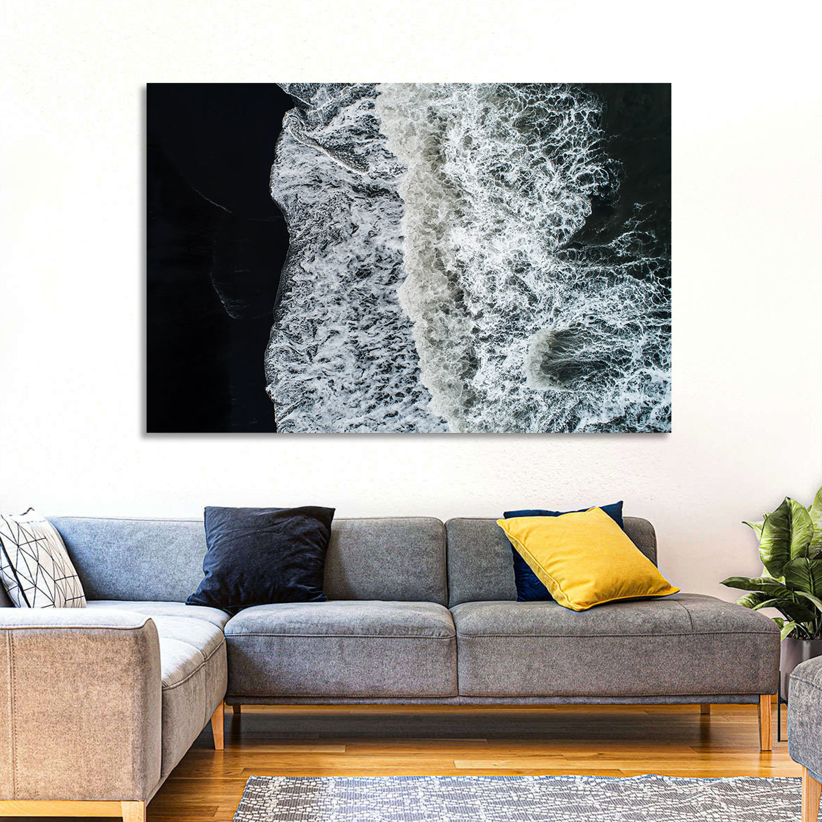 Aerial Black Sand Shoreline Wall Art