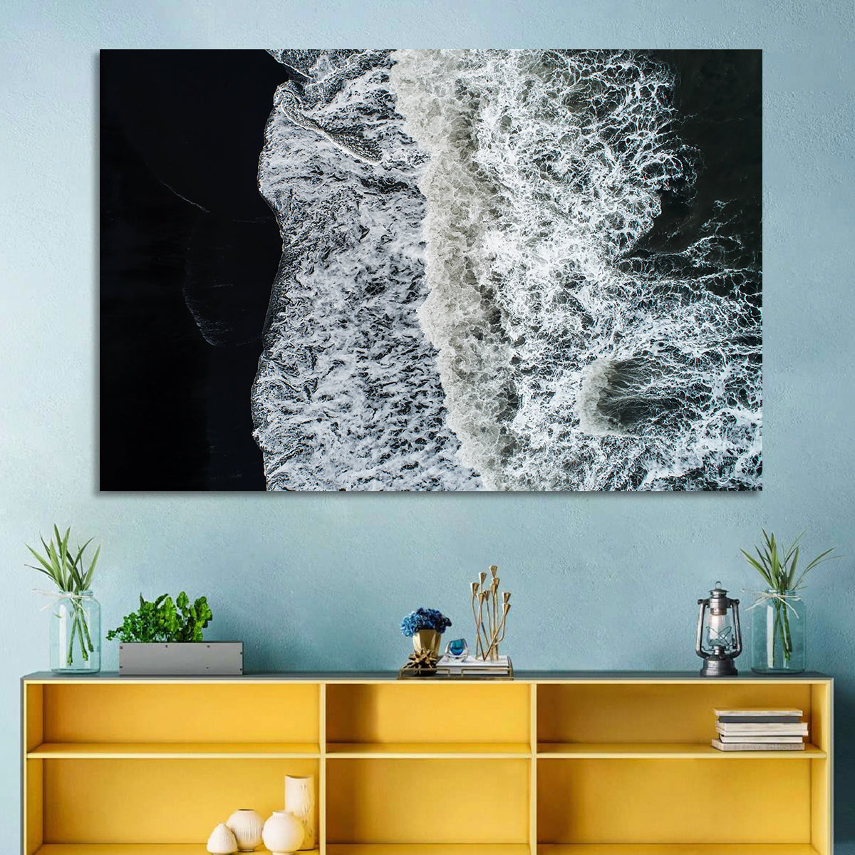 Aerial Black Sand Shoreline Wall Art