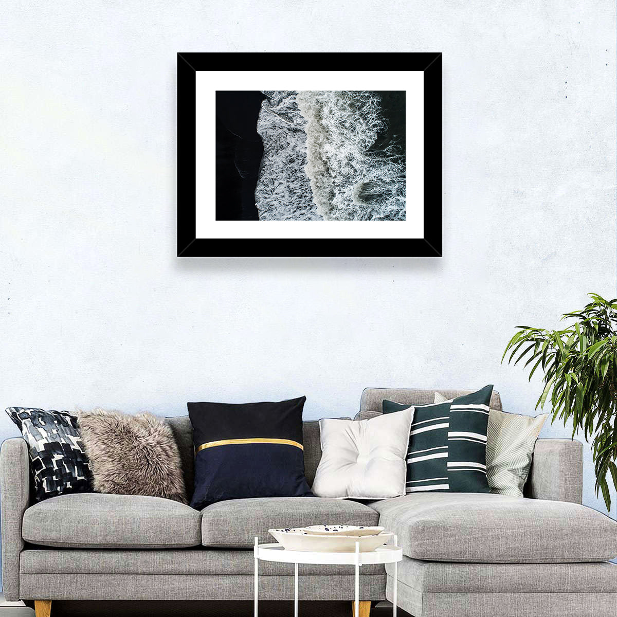 Aerial Black Sand Shoreline Wall Art