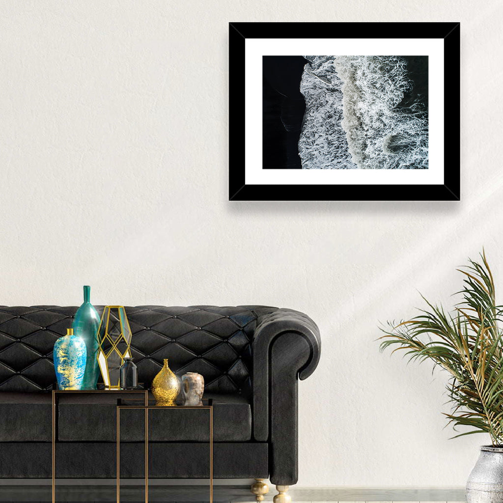 Aerial Black Sand Shoreline Wall Art