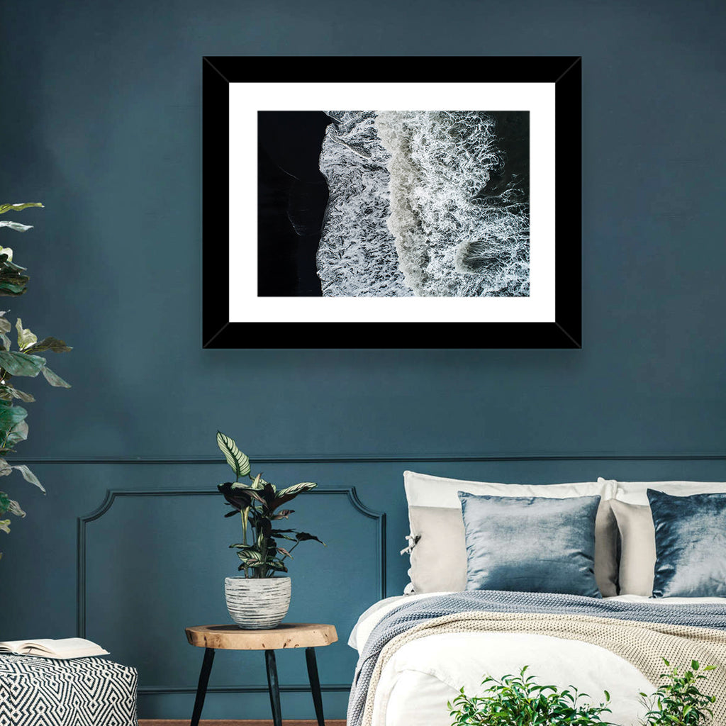 Aerial Black Sand Shoreline Wall Art