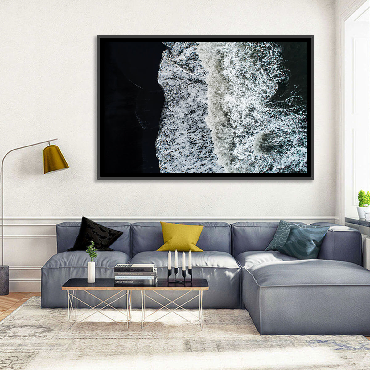 Aerial Black Sand Shoreline Wall Art