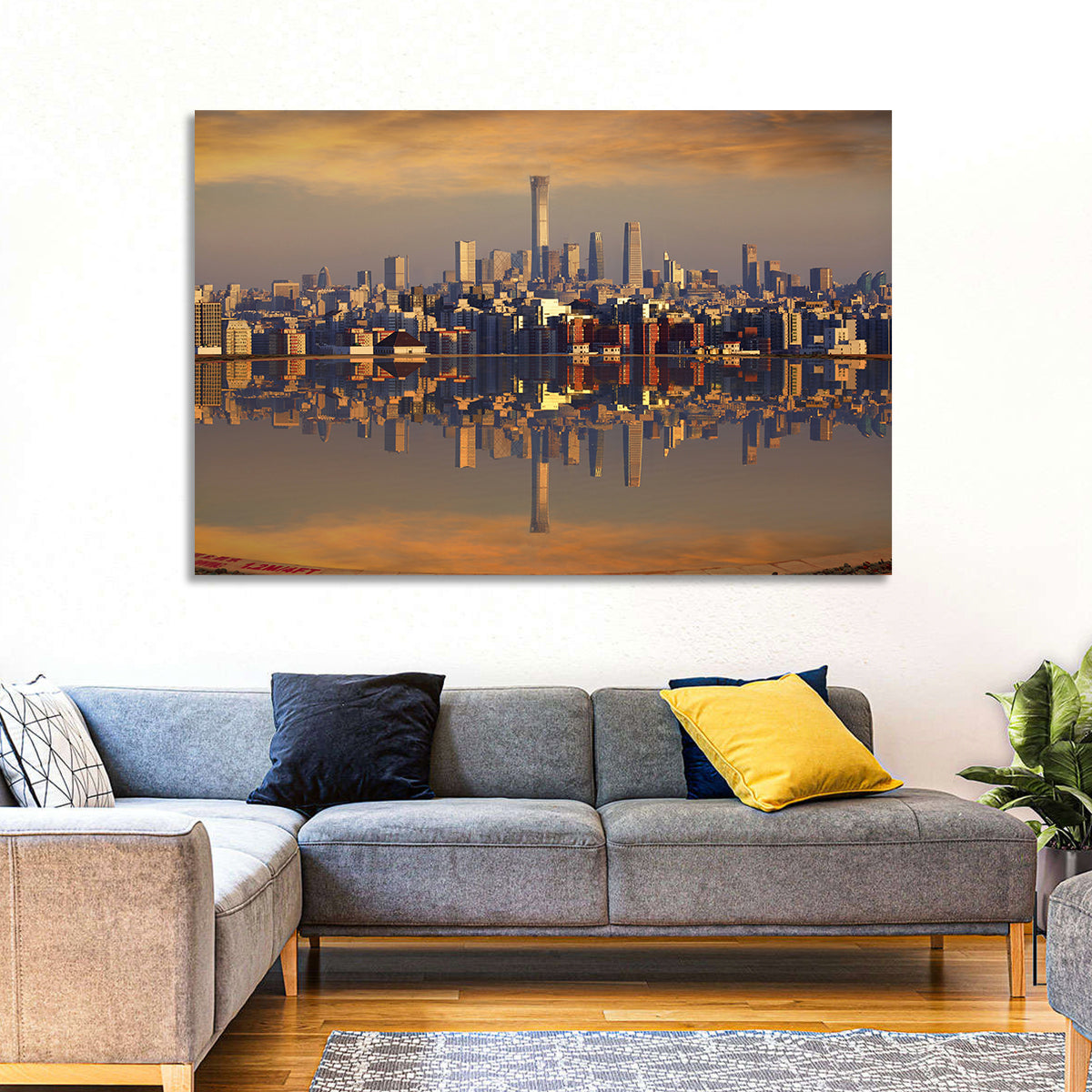 Beijing Citic Tower Skyline Wall Art in a room, landscape