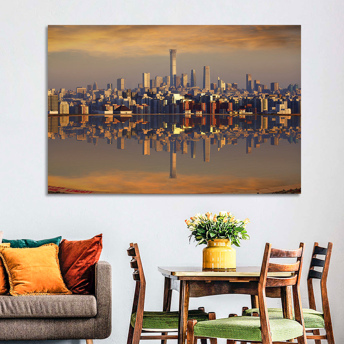 Beijing Citic Tower Skyline Wall Art in a room, landscape