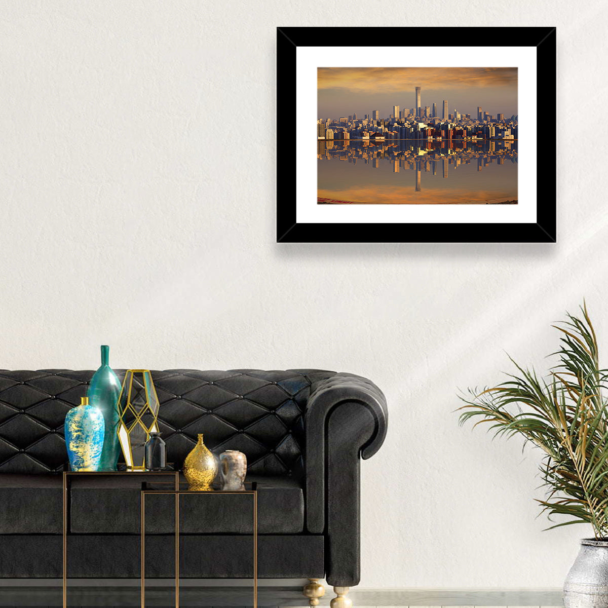 Beijing Citic Tower Skyline Wall Art in a room, landscape