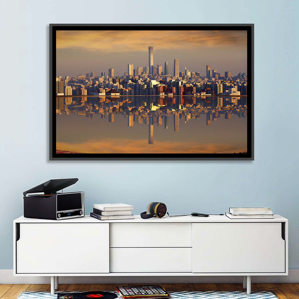 Beijing Citic Tower Skyline Wall Art in a room, landscape