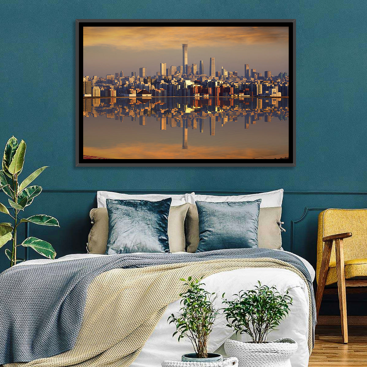 Beijing Citic Tower Skyline Wall Art in a room, landscape