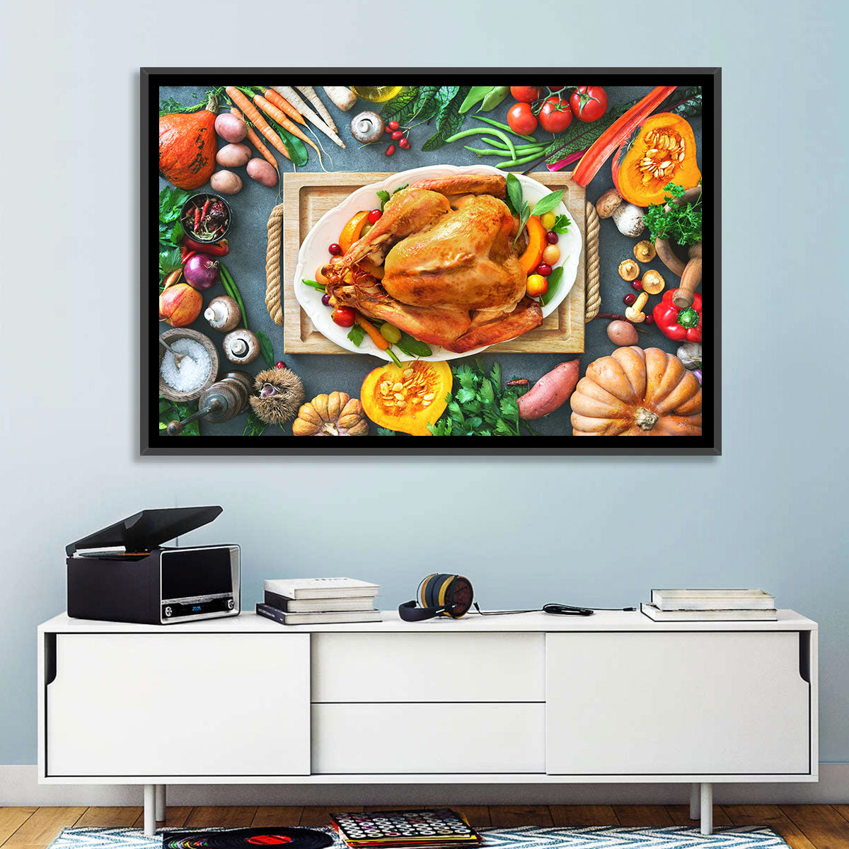 Harvest Roast Turkey Centerpiece Wall Art in a room, landscape