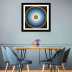 Radiant Blue Sunburst Mandala Wall Art