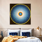 Radiant Blue Sunburst Mandala Wall Art