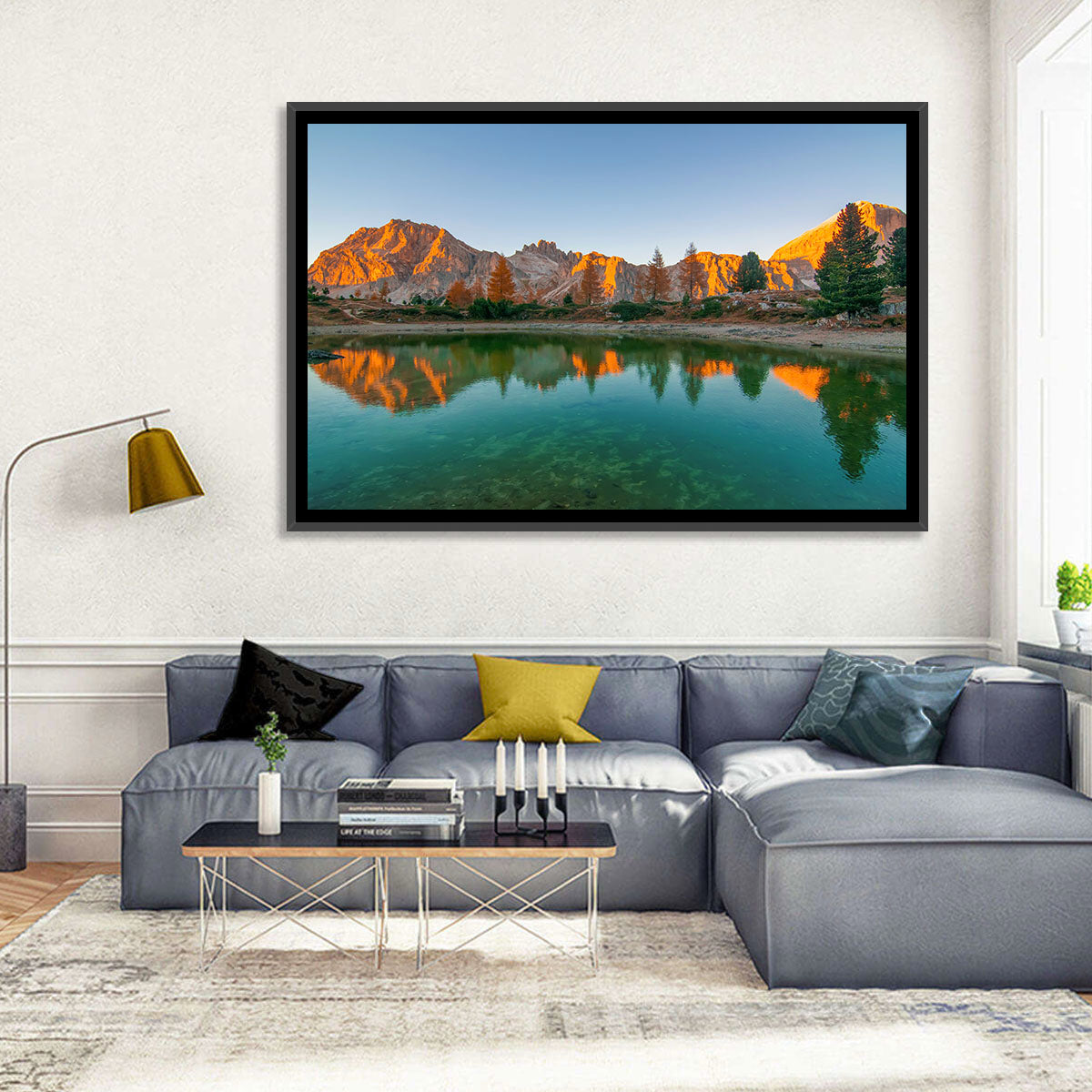Lago Di Federa Alpenglow Wall Art in a room, landscape