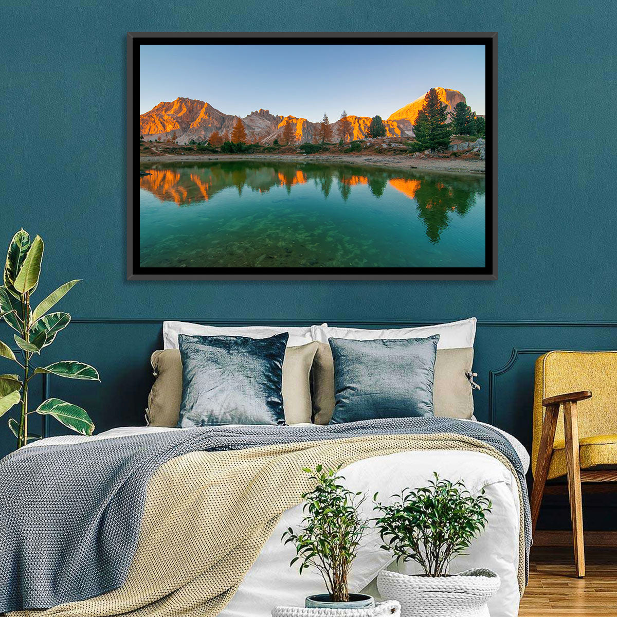 Lago Di Federa Alpenglow Wall Art in a room, landscape