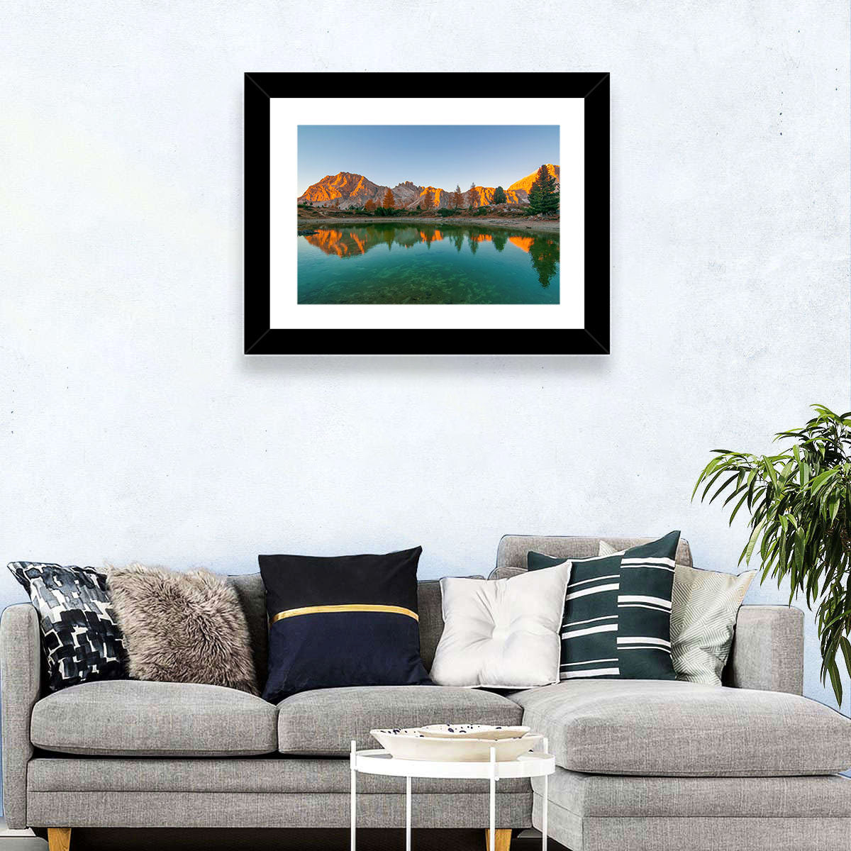 Lago Di Federa Alpenglow Wall Art in a room, landscape