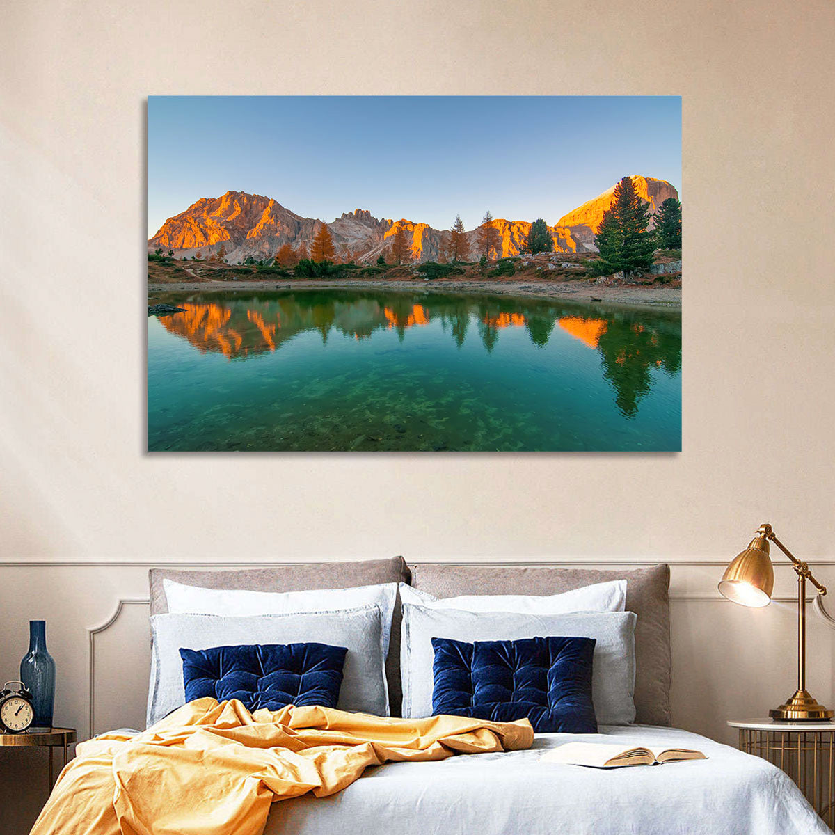 Lago Di Federa Alpenglow Wall Art in a room, landscape