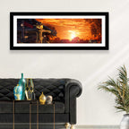 Glowing Pumpkin Scarecrow at Dusk Wall Art