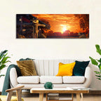 Glowing Pumpkin Scarecrow at Dusk Wall Art
