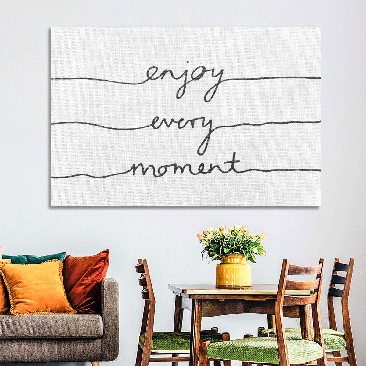 Enjoy Every Moment Script Wall Art in a room, landscape