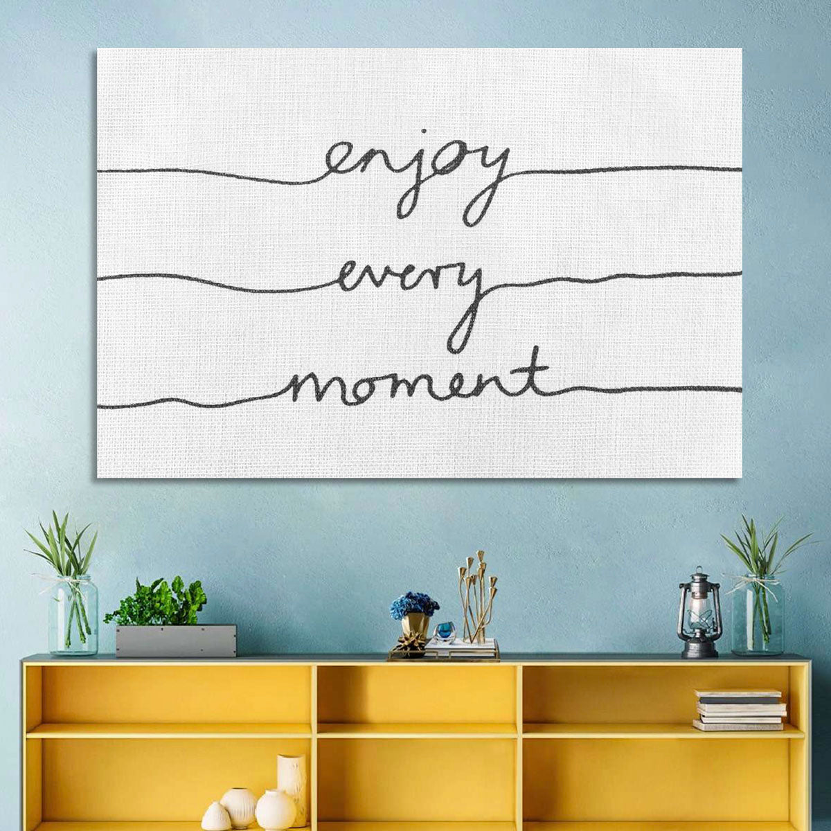 Enjoy Every Moment Script Wall Art in a room, landscape