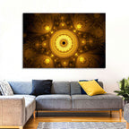 Golden Fractal Mandala Wall Art