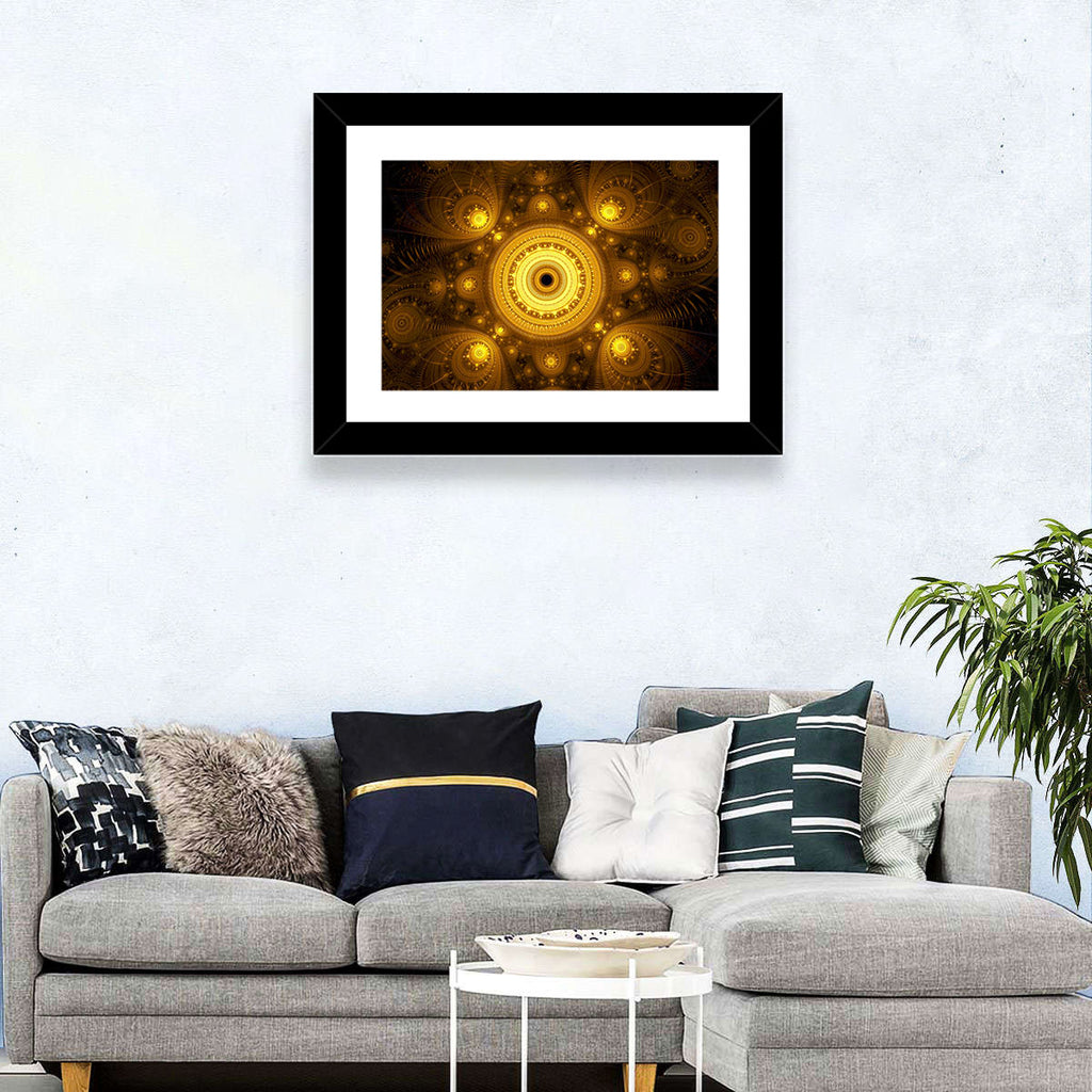 Golden Fractal Mandala Wall Art