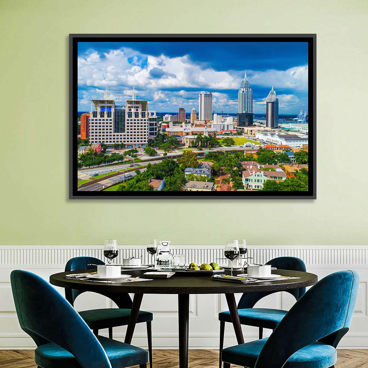 Mobile Skyline with Rsa Battle House Tower Wall Art